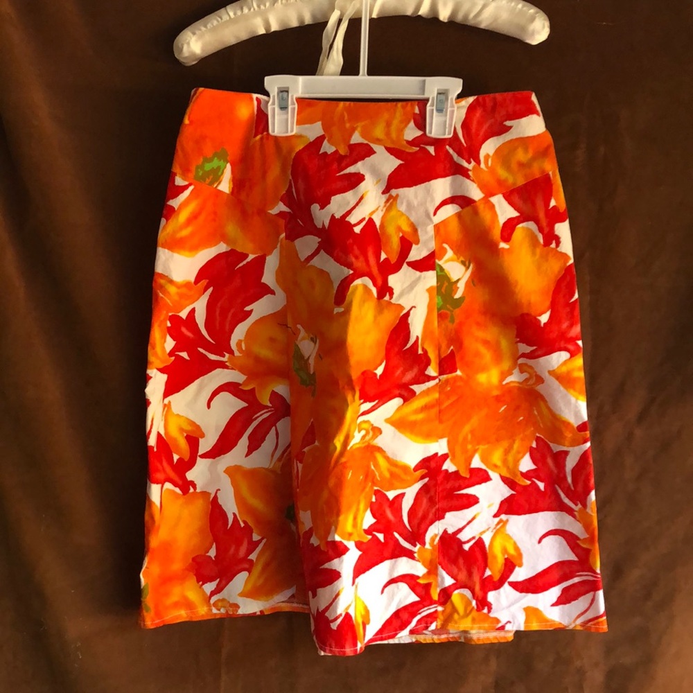 Live a Little Bright Floral Mini Skirt — Orange, Red, White